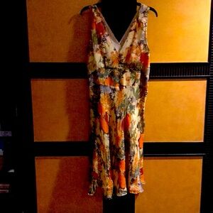 Calvin Klein floral print dress lined with flared bottom